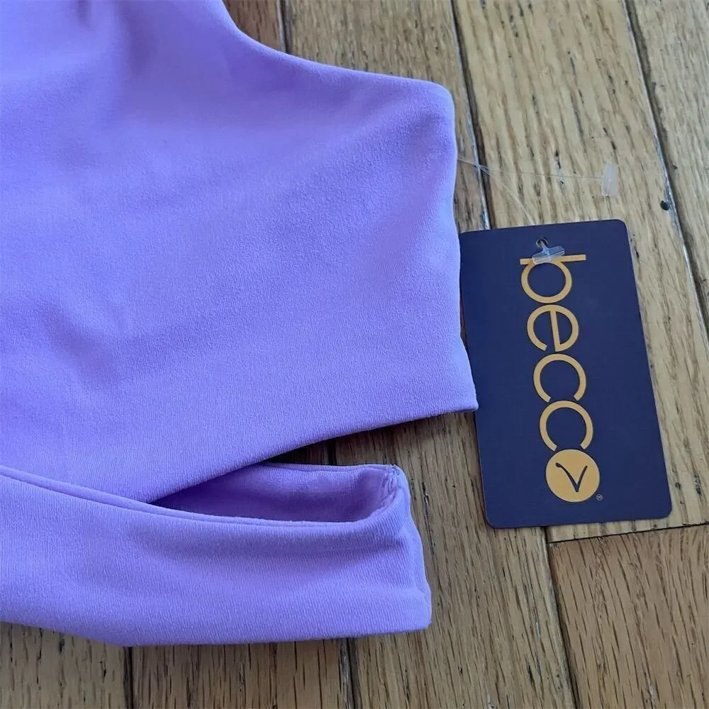 Becco Women's XS Purple High Neck Crop Tank Top Racerback - Picture 2 of 5